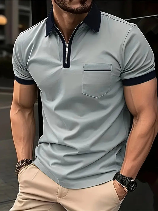 Camiseta de verão confortável e moderna com contraste de cores para homens